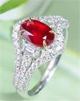 2.05ct Pigeon Blood Red Ruby Ring 18K Gold