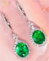 5.12ct Colombian Emerald Dangle Earrings 18K Gold