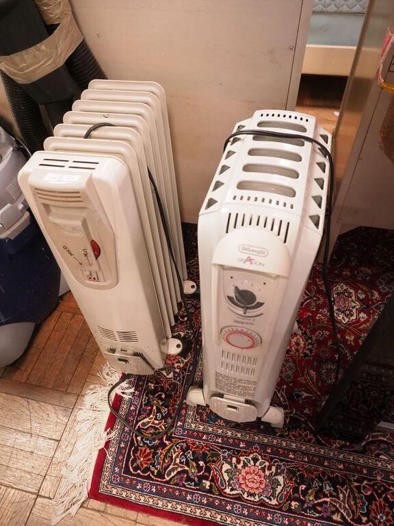 Two Delonghi electric oil heaters