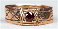Edwardian 14K Rose Gold Garnet Ring