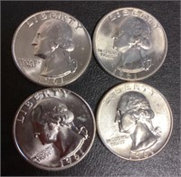 4 uncirculated 1961 silver quarters