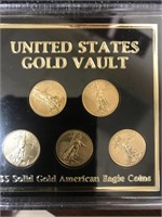 5 PIECE SET - .999 GOLD US EAGLES - 1/10 oz EACH