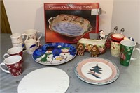 Christmas Serving Platter, coffee mugs & other