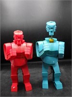Marx/Mattel 9.5" Red Rocker & Blue Bomber Robots