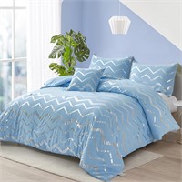 Menghomeus Blue Comforter Set Twin  3 Piece