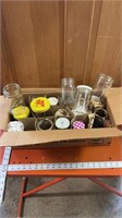 2 boxes of misc glass jars