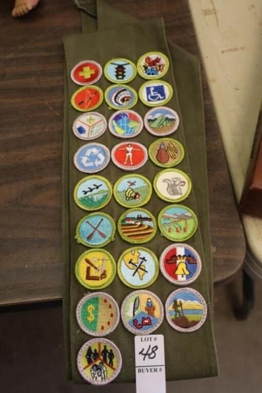 BOYS SCOUT SASH WITH BADGES
