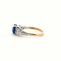9ct Y/W/G Sapphire 1.32ct and daimond ring