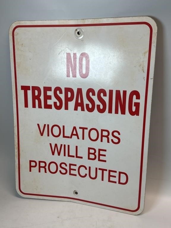 24” x 18” Metal No Trespassing Sign