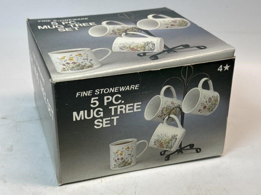 5 pc. Stoneware Mug Tree Set