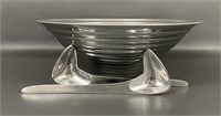 Large Stainless Steel Salad Bowl & Tongs