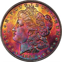 $1 1887 PCGS MS65+ CAC NORTHERN LIGHTS