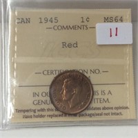 1945 (iccs Ms64) Canadian Small Cent
