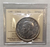EF-40 ICCS_Canada Silver Dollar 1945 EF-40