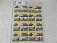 Sheet of US 6 cent Natural History postal stamps