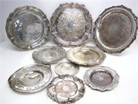 ASSORTED DECORATIVE SILVERPLATED PLATES