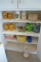 Contents of Cabinet -Canister Set, Vase, Stock Pot