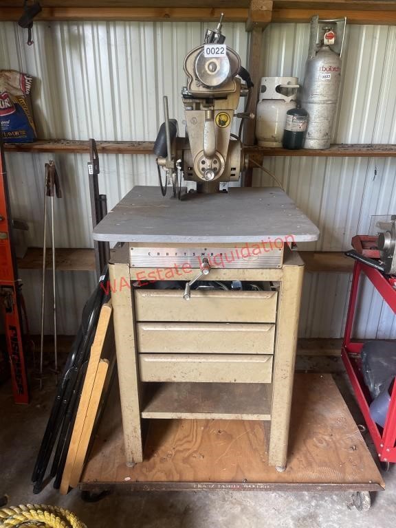 Vtg Craftsman Radial Arm Saw on Rolling Cart -