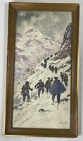 L. Raiybaud Military in the Alps Water Color