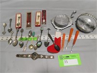 Souvenir spoons, coaster sets, bracelet and manicu