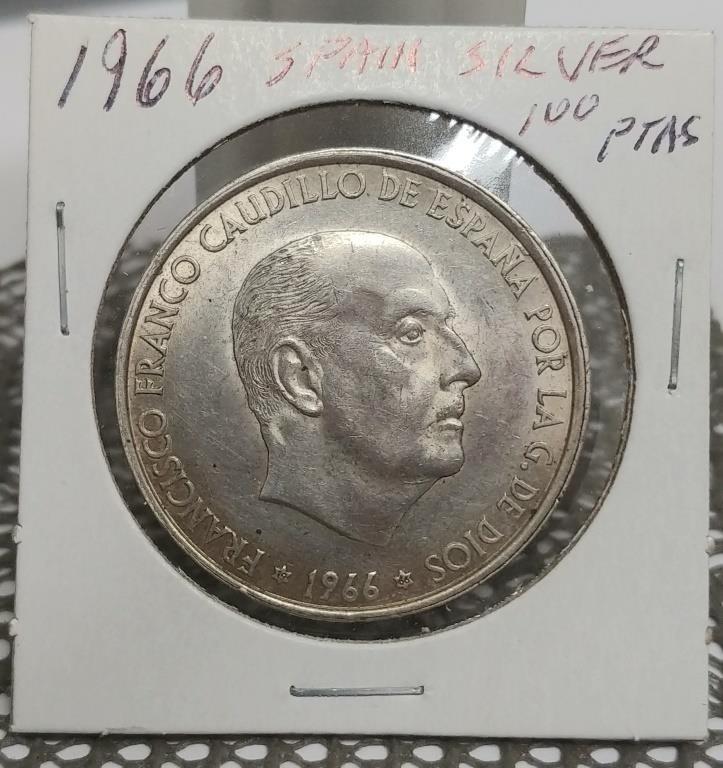 1966 SPAIN SILVER 100 PTAS