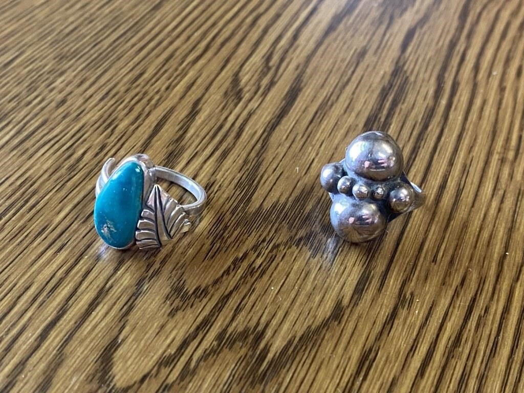 NAVAJO SIGNED S.Y. ADJUSTABLE RING & OTHER RING