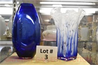 (2) Art Glass Vases: