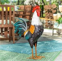 35" Evergreen Farmhouse Rooster Metal Statue