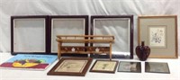 Frame, Pictures, Wood Shelf & Heart Decanter -FD