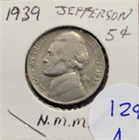 1939 Jefferson Nickle No Mint Mark