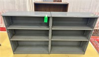2 Short Metal Shelves & Wood Shelf