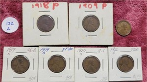 7 Wheat Pennies 1909, 16s, 17s, 18, 19s, 20s