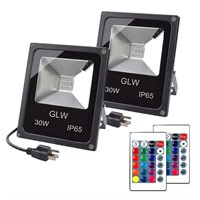 GLW 30W RGB LED Flood Light Remote Control Outdoor