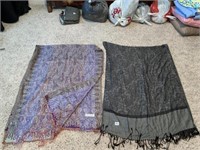 PASHMINA SILK AND CASHMERE SCARF AND BLACK/GRAY