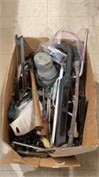 Toolbox includes handsaw, hammer, a large wedge,