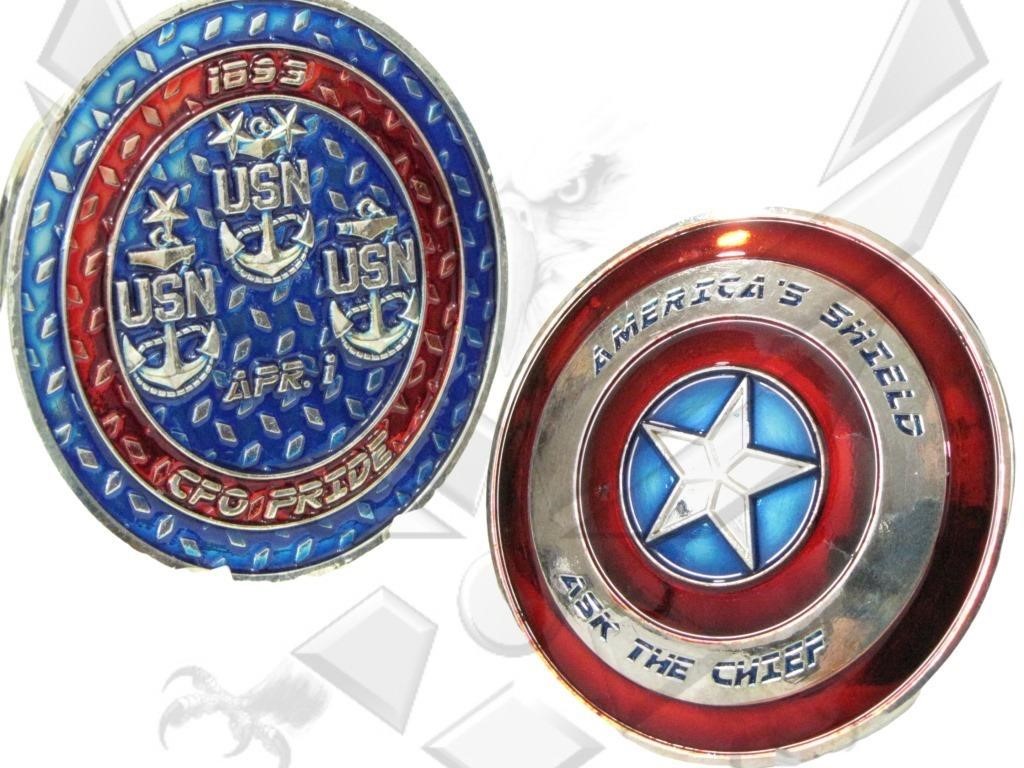 Navy USN Captain America Shield CPO Challenge Coin