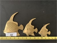3 Piece Brass Wall Decor Fish