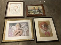 Oil On Canvas Seascape, Clown Prints, Angel Print.