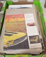 (AB) Box of vintage magazine car advertisements,