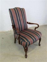 Wood Framed, Stripe Upholstered Parlor Chair