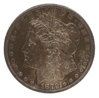 1879-CC US MORGAN $1 SILVER COIN SCRATCHED & CLEAN