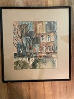 Framed Cityscape Watercolor  Painting