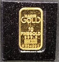 1 Gram .9999 Fine Gold Bar in Packet