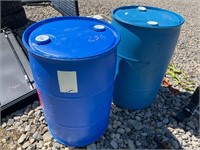 QTY 2 - Blue 55 Gallon Plastic Barrells