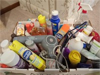 Bathroom toiletries, house cleaning products,