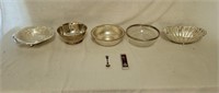 5 Silver Plate Serving Dishes, 2 Souvenir Spoons