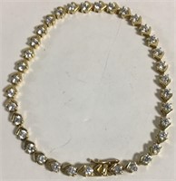 14k Gold Bracelet With Clear Stones