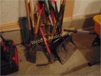 Assorted shovels, lawn and garden, clipper,