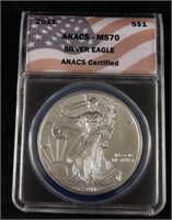 2011 Silver Eagle Anacs Ms 70