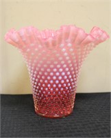 Fenton large cranberry hobnail vase